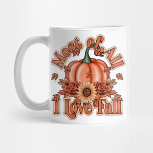 I love fall - retro pumpkin and sunflower design Mug